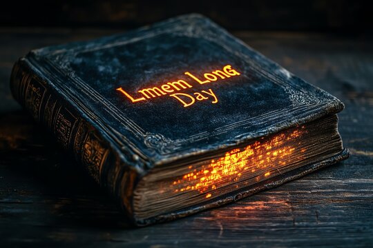 Ancient Book: Lmem Long Day - Glowing Mystical Text