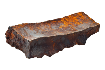 Rusty metal object found in an archaeological excavation site showcasing natural erosion over time