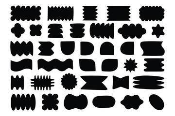 Abstract geometric shapes and icons. Modern contemporary figure arch cloud vawe star oval spiral flower circle and other primitive elements.