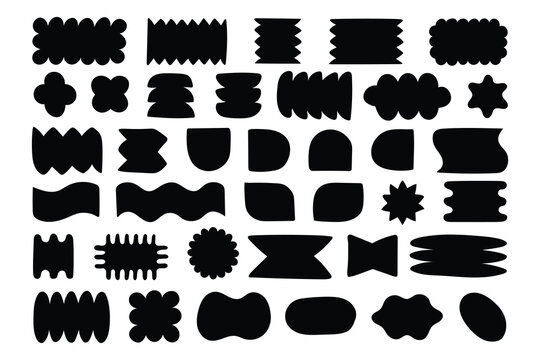 Abstract geometric shapes and icons. Modern contemporary figure arch cloud vawe star oval spiral flower circle and other primitive elements.