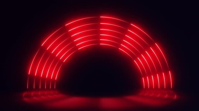 3D render. Red neon circles modern design motion background