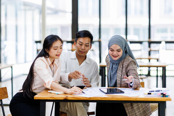 Financial Advisor discussion group Business team working planning strategy and brainstorming, colleagues thinking concept.