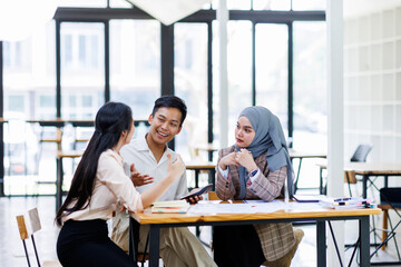 Financial Advisor discussion group Business team working planning strategy and brainstorming, colleagues thinking concept.