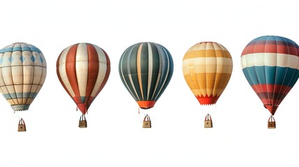Fototapeta premium Bright air balloons in a line against a clear backdrop