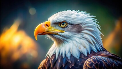 Close-Up of an American Bald Eagle in Majestic Detail, Symbol of Freedom and Strength, Perfect for Wildlife Enthusiasts and Nature Lovers, Showcasing Stunning Feathers and Intense Gaze