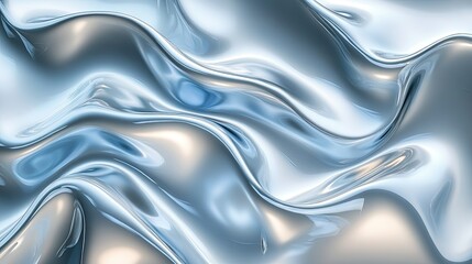 Liquid Metal Abstract: Flowing Silver and Blue Metallic Texture