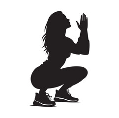 Casual people squatting silhouette vector illustration
