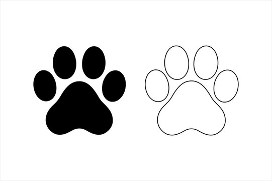 Paw icon set. Cat or dog paw icon silhouette vector illustration. Paw icon outline. print vector illustration. 