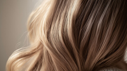 Naklejka premium woman with hair, hair of a woman, hair model back view, glossy blonde curls, close-up of hair