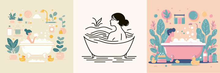 Naklejka premium illustration of person take a shower