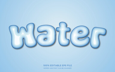 Glossy, light-blue 'Water' text style effect in a fun, 3D design