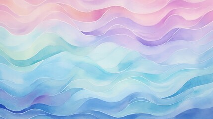 Pastel Waves: An Abstract Watercolor Painting of Serene, Layered Ocean Hues