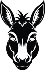 Beautiful animal donkey head silhouette black color vector artwork illustration