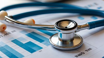 Healthcare Finance: Stethoscope on Financial Charts - Powered by Adobe