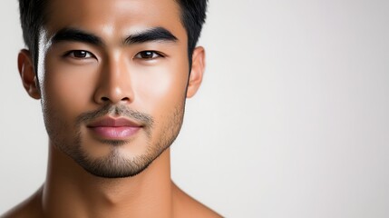 Dewy Look: Handsome Man with Fresh Skin After Shower