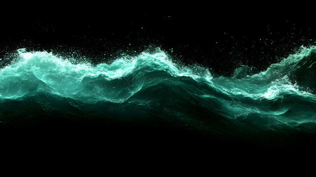 Smooth flowing ocean waves under dark skies.