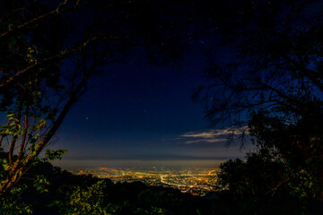 Chiangmai City at night time. View from Doi Pui National Park, Thailand, Asia.