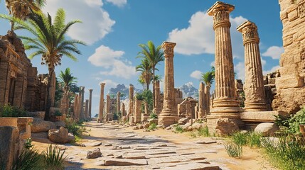 Fototapeta premium * Navigating ancient ruins with a sense of discovery.