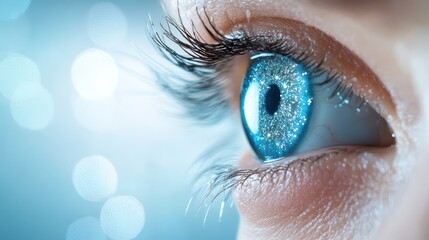 Mesmerizing closeup of brilliant blue eyes, a captivating portrait of enhanced beauty