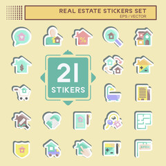 Sticker Set Real Estate. suitable for education symbol. simple design editable