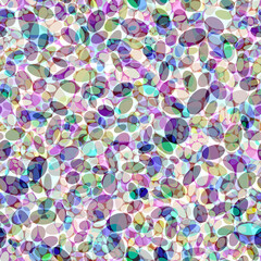 Modern abstract geometric seamless pattern Transparent layered sea pebbles, ovals, rounded shapes Calm cool muted pastel natural organic colors
