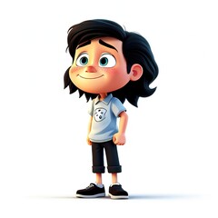 3D girl cartoon colorful  illustration isolated on white background