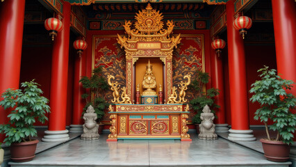 Fototapeta premium Golden Buddha Shrine, Chinese Temple, Asia - Spirituality and Mindf.