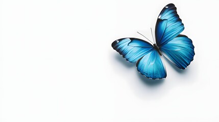 A Vivid Blue Morpho Butterfly on White Background