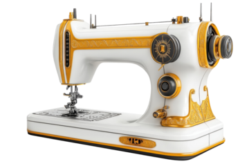 Vintage sewing machine with intricate design stands ready for crafting projects in a bright workspace