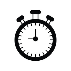 clock glyph outline icon with white background vector stock illustration