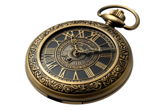 Vintage pocket watch with intricate design and classic features displayed on a white background for collectors