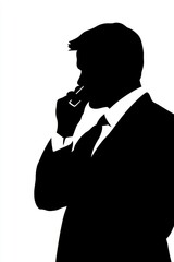 Businessman silhouette talking on phone	