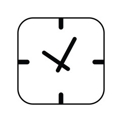 clock glyph outline icon with white background vector stock illustration