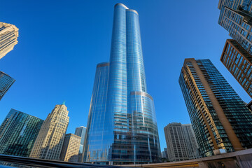Fototapeta premium Modern Skyscrapers Against a Blue Sky