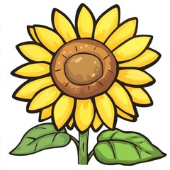 Fototapeta premium Hand-painted watercolor sunflower illustration, ideal for floral arrangements, gardening, and summer decor