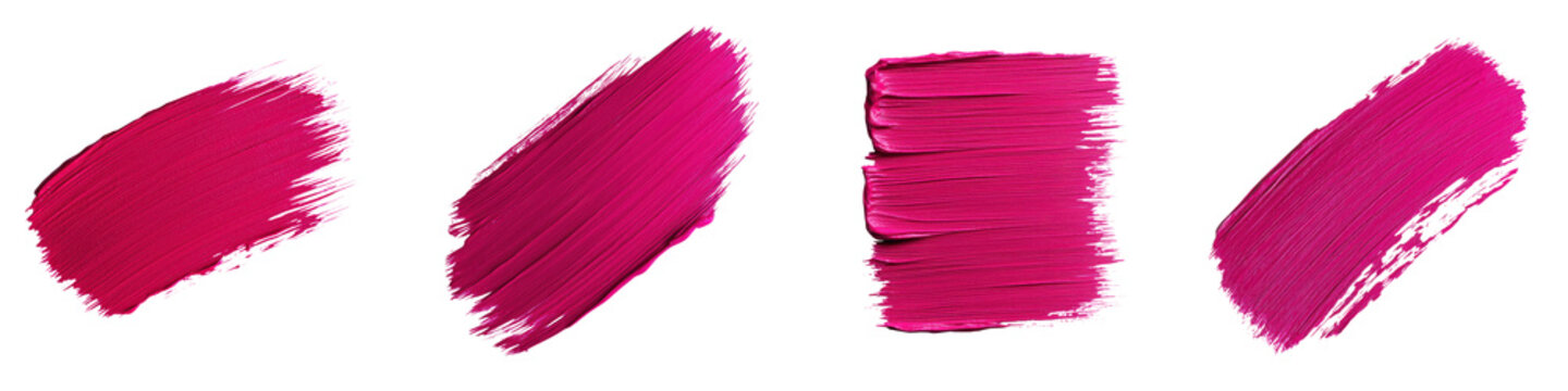 Fototapeta Vibrant pink makeup brush strokes create an and abstract background  The textured and layered paint splatters and smears form an expressive and captivating conceptual design
