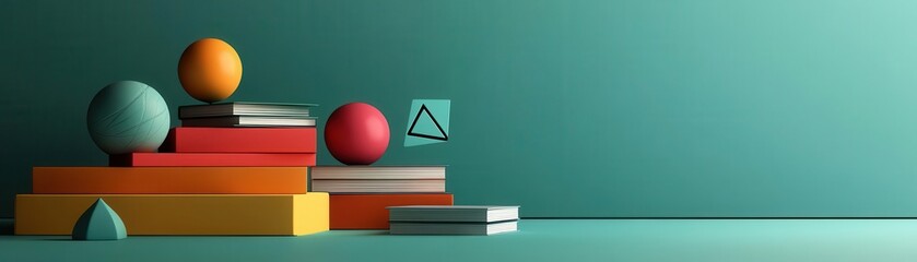geometry flat design front view educational theme 3D render