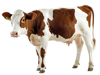 Isolated Brown and White Calf Standing