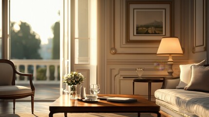 Luxury hotel suite showcase elegant atmosphere & design