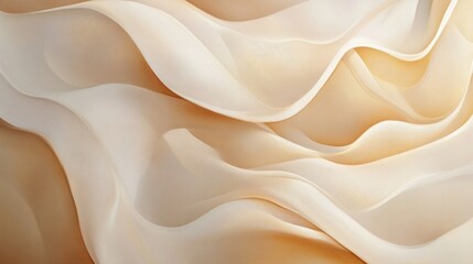 Obraz premium Dreamy abstract art with warm beige and cream tones, flowing fabric-like shapes, and subtle golden light for elegance