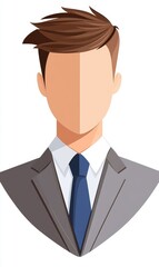 Faceless man in suit cartoon avatar	