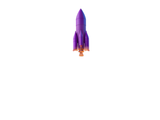 Isolated Purple Rocket Launching