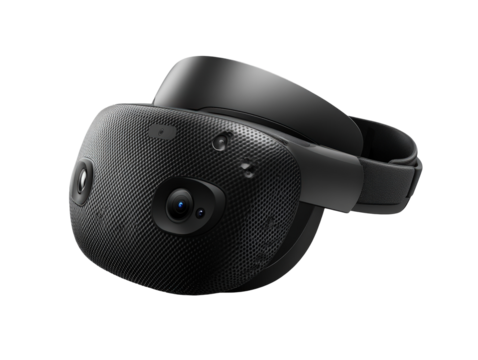 Isolated Black VR Headset with Front Facing Cameras