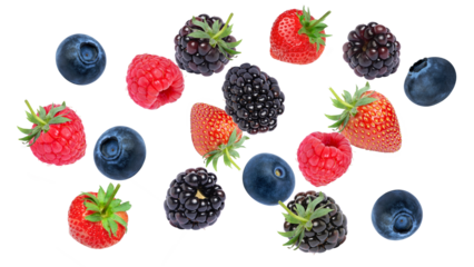 Berry fruits flying isolated 