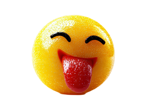 Isolated Yellow 3D Emoji with Tongue Out and Wet