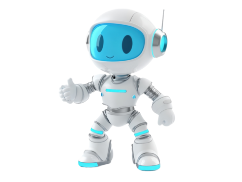 Isolated White Robot Giving Thumbs Up