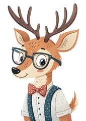  Cute cartoon deer in a hipster style © Esabella  Designs