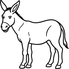 Fototapeta premium Beautiful animal donkey line art vector artwork illustration 