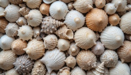 unique textures of seashells arranged in patterns 