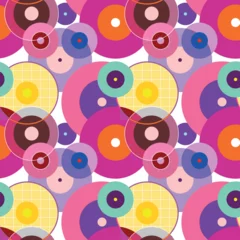 Abstract seamless vector background with geometric patterns, featuring a variety of circles and rounded shapes.